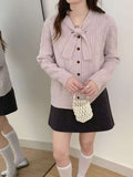 Blossoms With Round Collar Knitted Sweater Spring And Autumn Women's Casual Knitted Knitted Jersey Long Sleeve Tide