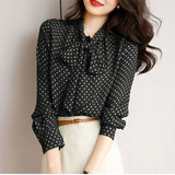 Spring And Autumn 2025 New Shirt Women Green Lining Collar With Long-Sleeved Casual Open Shirt Thin Top Woman