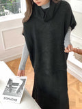 Autumn/Winter 2025 New Lazy Wind Relaxing High-Necked Loose Sleeveless Knitted Jersey Simple Dress Two Sets