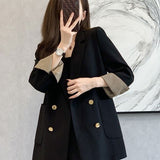 Suit Jacket Women's Spring And Autumn And Winter New Leisure Free Sleeves Fashion Simple Commuting Double Buckle Suit Tide