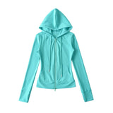 Hooded Yoga Zipper Coat Women 2026 Spring And Autumn New Solid Dress + Rope Straight Trousers Set