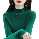 2025 New Knitted Women's Sweater Half-High Collar Bottom Shirt With Autumn And Winter Short Slim Slim Thin Sweater