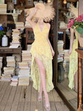 Pure Hottie Seaside Photo Dress Yellow Lace Hanging Neck Before The Back Of The Long Dress Ambience Island Skirt