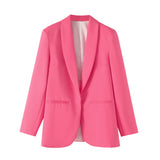 BSK&TRAF Women's Clothing 2025 Autumn New Commuter Style Fashion Green Fruit Collar Suit Jacket