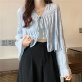 2026 Sunscreen Hooded Women's Summer New Thin Lace Open Shirt Slings Taulet T-Shirt Tide