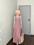 Small Retro Lattice Thin Design Dress Wearing A Neck Dress Beautiful Seaside Holiday Set Woman
