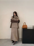 Autumn/Winter 2025 New Lazy Wind Relaxing High-Necked Loose Sleeveless Knitted Jersey Simple Dress Two Sets