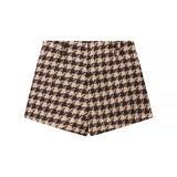 Autumn New Small Fragrant Breeze Bird Lattice Short Jacket Lattice Shorts Set