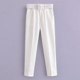 Spring 2025 New ñÞÖå Multi-Colored Harun Pants Casual Solid-Colored Small-Footed Women's Trousers Belt
