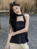 Vintage Chimbo Tat-Meared Waistcoat Women's Summer Niche Lotus Leaf Side-Slit Short Small Blouse
