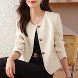 Spring And Autumn 2025 New Small Fragrant Coat High-End Casual Short Coat Ocean Collar Collar Top Woman