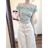 White Textured Wide-Legged Jeans Women's Autumn Thin High-Waist Loose-Fitting Taut Trousers