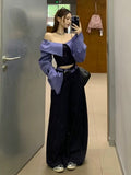 Striped Collar Hottie Chic Long-Sleeved Shirt With Wide Leg Trousers 2026 Summer New Two-Piece