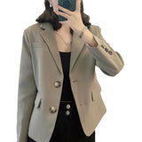 Spring And Autumn New Blazer Women's High-End Texture Dress Small Suit Japanese And Korean Casual Solid Color Suit Top