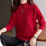 Half-High Collared Sweater Lady Autumn And Winter 2025 New Loose Fashion With Knitted Bottom Shirt Tide