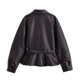 Autumn New Black Belt Short Wind Coat 4749723