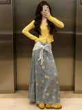 Korean Giant Good-Looking Wear A Set Of 2026 New Yellow Blouse Women Summer Floral Half Dress Two Sets