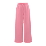 Korean Lazy Sleet Rope Wide Leg Sweatpants Women Summer Comfortable Tight Waist Hanging Feeling Casual Straight Pants