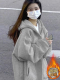 Ins Super Fire Jacket Women Autumn And Winter Oversize Hooded Thin Coat Korean Version Of The Loose Lazy Shirt Top