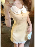 Little Scented Doll Collar Dress Women's Summer High-End Dopamine Wearing Waist Thin Rich Family Gold Skirt