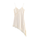 Autumn New Lace Decoration Asymmetric Sling Dress 5919200