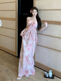 Thailand Seaside Photo Beautiful Print Dress Atmosphere Feel The Long Holiday Style Slings Hanging Dress Summer