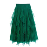 Vintage 100-Fold Dress Irregular Thin A Sub-Net Dress 2025 Spring New Long Skirt Women's Summer