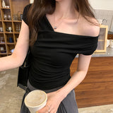 2026 Early Spring Design Collar Slim Thin Elastic Short-Sleeved T-Shirt For The New Hottie Blouse