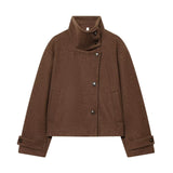 Relaxed Casual Temperament Simple Long Sleeve Buckle Collar Hair This Jacket 6318293