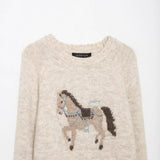 New Winter Wool-Blended Trick-On-Funflower Embroidered Christmas Knitted Sweater