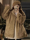 Korean Milk Fufu Lamb Woolen Hooded Cotton Coat Women Winter Thicken Loose Lanterned Cotton Coat Tide