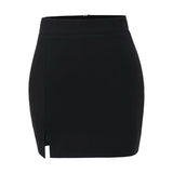 Hottie Sexy High-Waisted Thin Side Open Fork A-Word Skirt Short Skirt Women's Autumn Anti-Walking Skirt