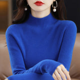 2025 New Knitted Women's Sweater Half-High Collar Bottom Shirt With Autumn And Winter Short Slim Slim Thin Sweater