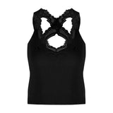 Sexy Babes Black Lace Sling Vest Woman Xia Body-Dexed Short Niche Inside A Top