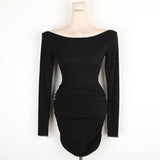 South Korea's New Spring Temperament Tight Shoulders To Folded Body Wrapped In Hip Short Skirt Bottom High Waist Dress