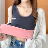 Warm Vest Women Winter Plus Thick Round Collar Tight Inside Cold Set Up One Velvet Vest Top