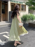 Green Sen Raging Dress Women's Summer 2026 New French Seaside Holiday Chiffon Irregular Dress