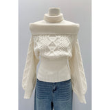 Lazy Shoulder-To-Shoulder-To-Shoulder Knitted Shirt Female Autumn Commute New Korean Atmosphere Feeling Lazy Blouse