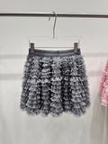 Large-Size Women's Clothing Sweet Mesh Cake Skirt Women's Year Fat Slim Thin Tight Waist Half-Dressed Fat Sister