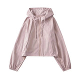 Hottie Draw Rope Thin Hooded Jacket Women's Spring And Autumn New Loose Leisure Sports Long-Sleeved Top