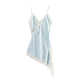 Autumn New Lace Decoration Asymmetric Sling Dress 5919200