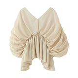 New Slim Thin Bat Sleeves Folded Top