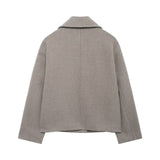 Autumn New Double Lint Hybrid Double Buckle Dress Short Coat 8372289