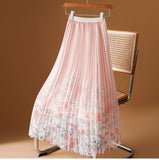 Print Mesh Dress Half Dress Girl Spring And Summer 2025 New Broken Flower Yarn Skirt In The Long-Scared 100-Fold Skirt A-Word Dress