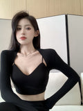 Grey Hottie Long-Sleeved Sunscreen Jacket Women Summer Short Shawl Outside Shoulder Tight Hoodie Shirt
