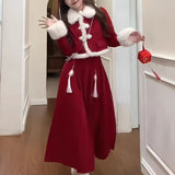 Little Fragrant New Year's Red Dress Women's Winter This Year's Popular Beautiful Christmas Robe Two Sets Of 2026 New