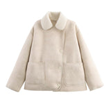 BSK&TRAF Women's Clothing 2025 New Fashion Fur Collar Coat 3548241