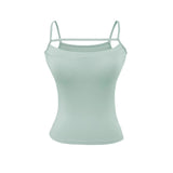 Hottie Style Solid-Colored Body With Chest Pad Sling Vest Women 2026 Summer New Irregular Bottom Short Top