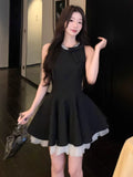 Thousand Gold Style Small Black Dress Dress Women's Summer High-End Birthday Party Dress Skinless Waistcoat Dress