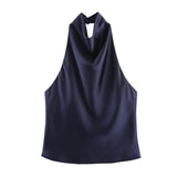 2025 Summer New Silk Hysm Texture Hanging Neck Dress 3203317 Vatry Dress 3210317